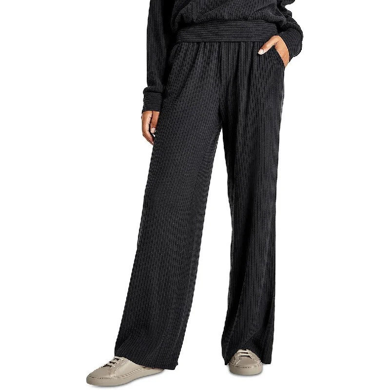 Splendid Womens Wide Leg Ribbed Sweatpants