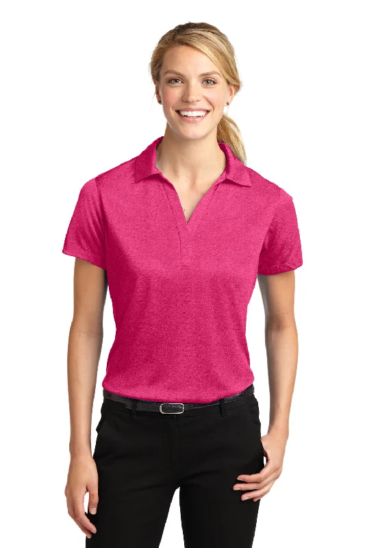 Sport-Tek Womens Heather Contender Moisture Wicking Short Sleeve Polo Shirt - Heather Raspberry Pink