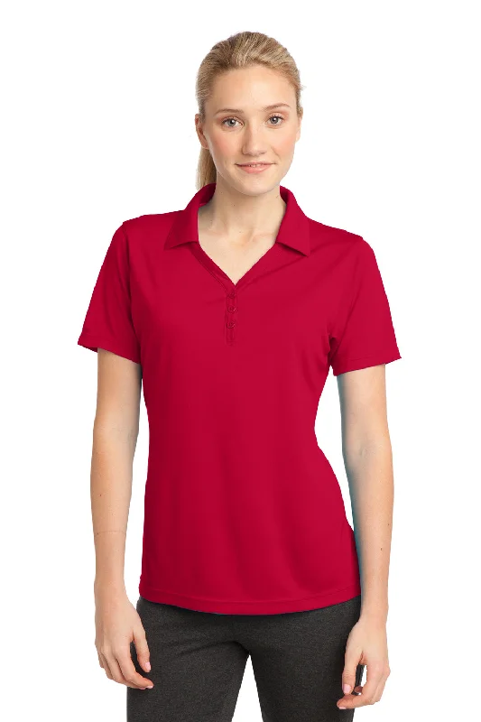 Sport-Tek Womens Micro-Mesh Moisture Wicking Short Sleeve Polo Shirt - True Red