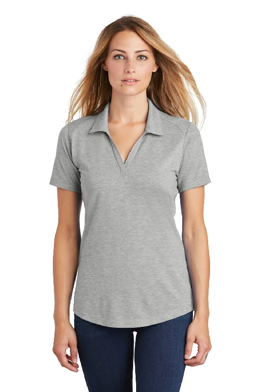 Sport-Tek Womens Moisture Wicking Short Sleeve Polo Shirt - Heather Light Grey