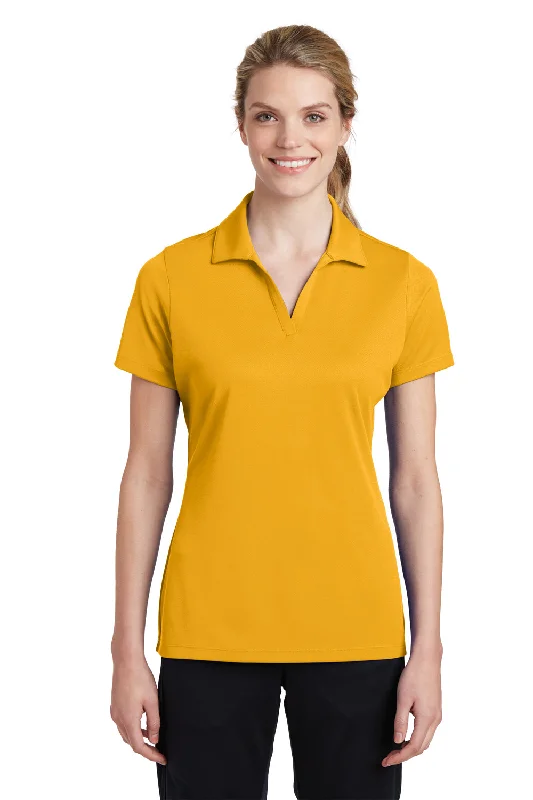 Sport-Tek Womens RacerMesh Moisture Wicking Short Sleeve Polo Shirt - Gold