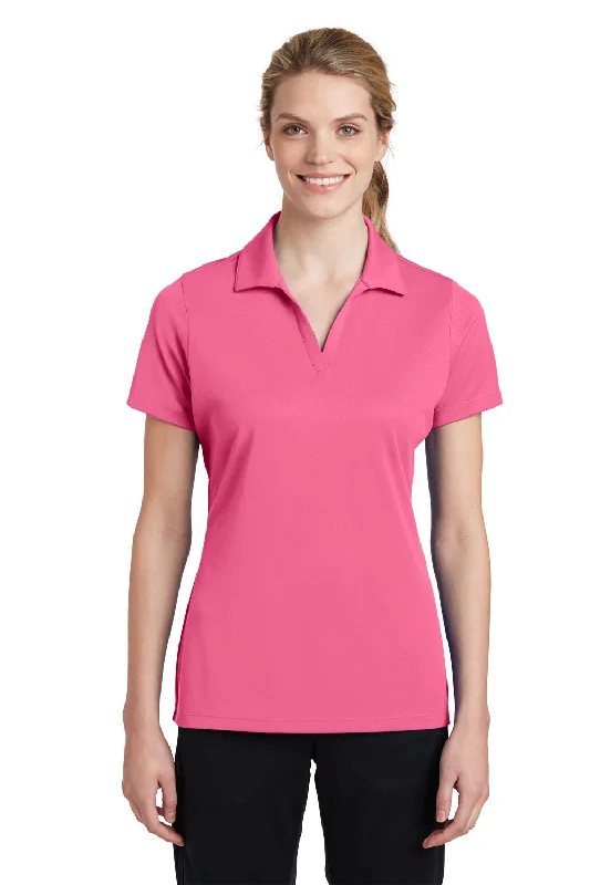 Sport-Tek Womens RacerMesh Moisture Wicking Short Sleeve Polo Shirt - Bright Pink