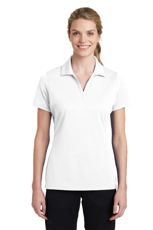 Sport-Tek Womens RacerMesh Moisture Wicking Short Sleeve Polo Shirt - White