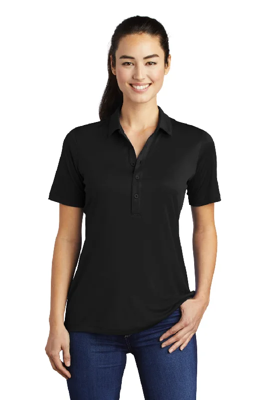 Sport-Tek Womens Moisture Wicking Short Sleeve Polo Shirt - Black