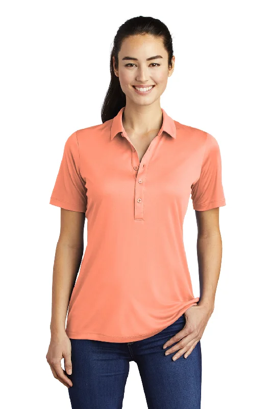 Sport-Tek Womens Moisture Wicking Short Sleeve Polo Shirt - Soft Coral Orange