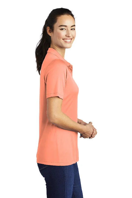 Sport-Tek Womens Moisture Wicking Short Sleeve Polo Shirt - Soft Coral Orange