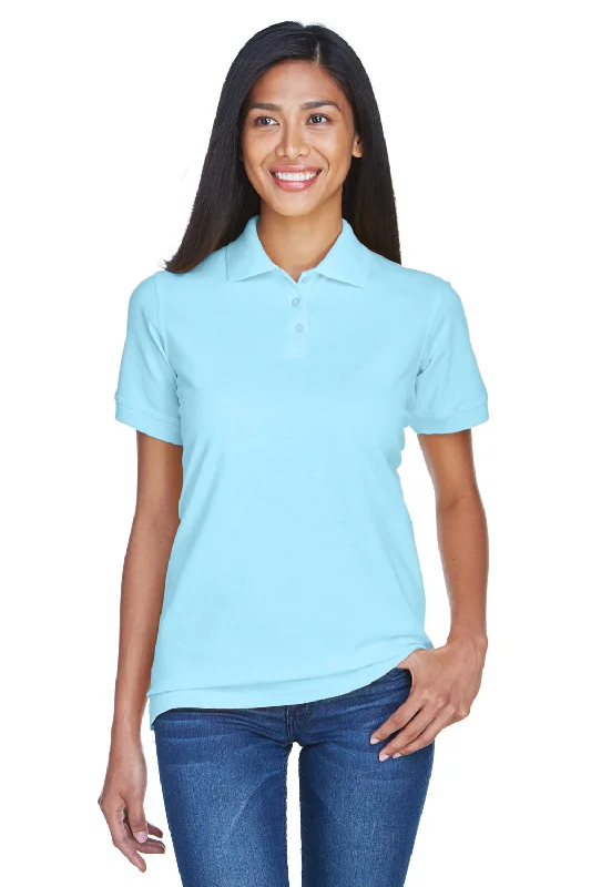 UltraClub Womens Classic Short Sleeve Polo Shirt - Baby Blue - Closeout