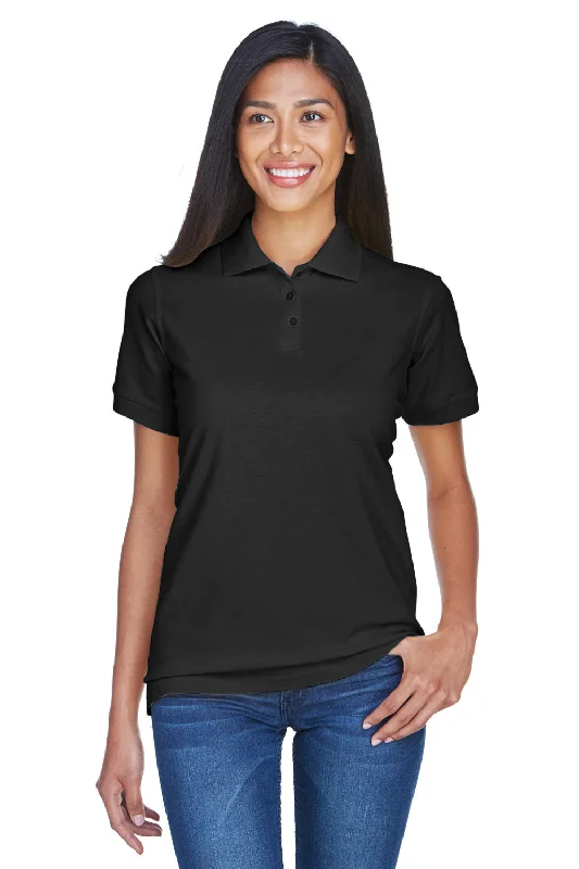 UltraClub Womens Classic Short Sleeve Polo Shirt - Black