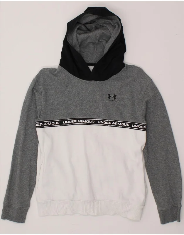 UNDER ARMOUR Boys Cold Gear Graphic Hoodie Jumper 11-12 Years Large White