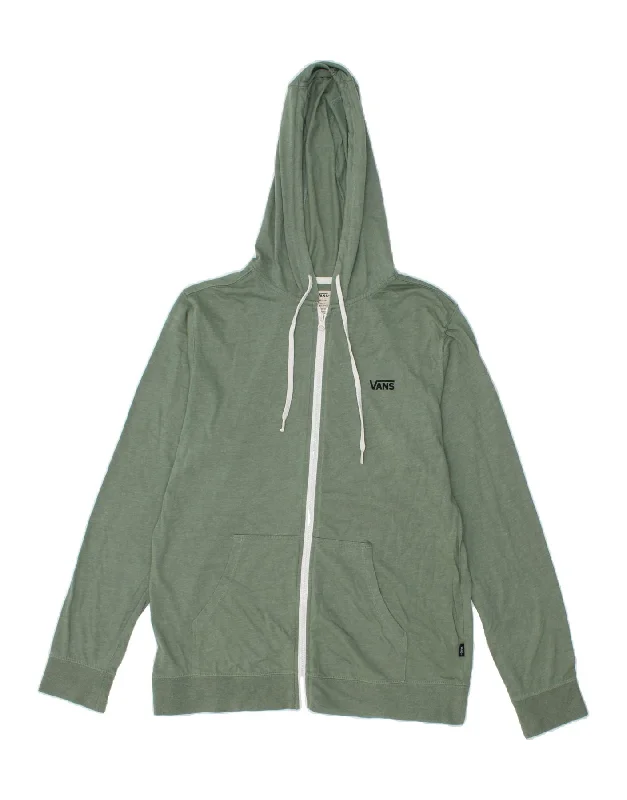 VANS Mens Zip Hoodie Sweater Medium Green Cotton