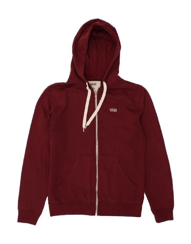 VANS Mens Zip Hoodie Sweater XS Burgundy Cotton