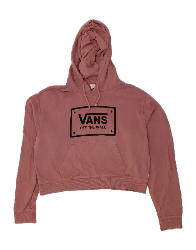 VANS Womens Oversized Crop Graphic Hoodie Jumper UK 14 Medium Maroon