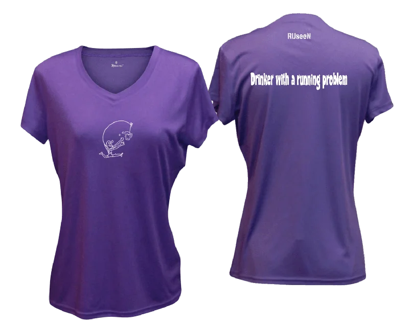 Women's Reflective Short Sleeve Shirt - Drinker with a Running Problem